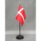 Denmark Desk Flag with Base; American Made Rayon 4x6 inch Miniature Table Set Includes One Small Mini Country Stick Flags and One Black Stand